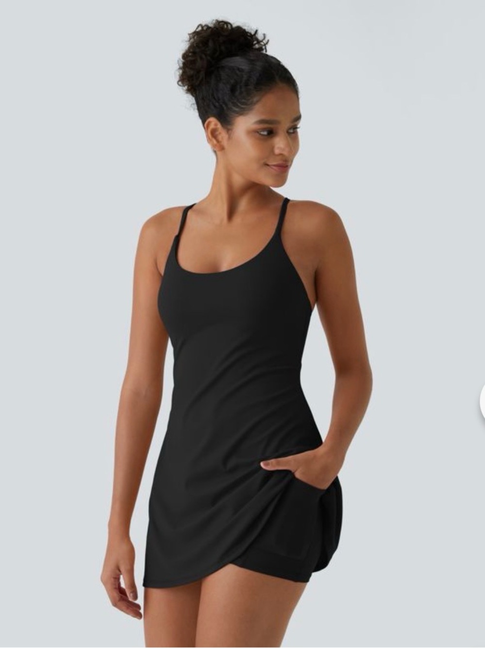HALARA Black Mini Slip Dress